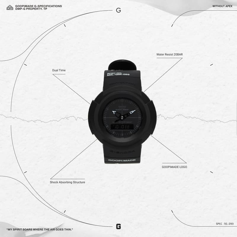 GOOPiMADE x G-Shock「Without APEX」AW-500BBGO 聯乘錶款正式登場