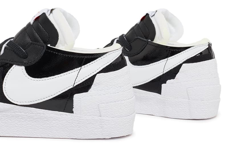 sacai x Nike Blazer Low 聯乘鞋款最新黑白漆皮款式率先曝光