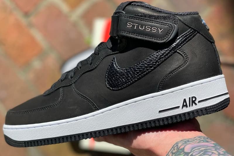 Stüssy x Nike Air Force 1 Mid「Black」最新实物谍照释出