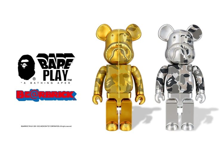 Medicom Toy 攜手 A BATHING APE®︎ 打造金銀兩色 BE@RBRICK 公仔