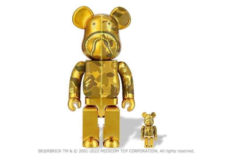 Medicom Toy 攜手 A BATHING APE®︎ 打造金銀兩色 BE@RBRICK 公仔