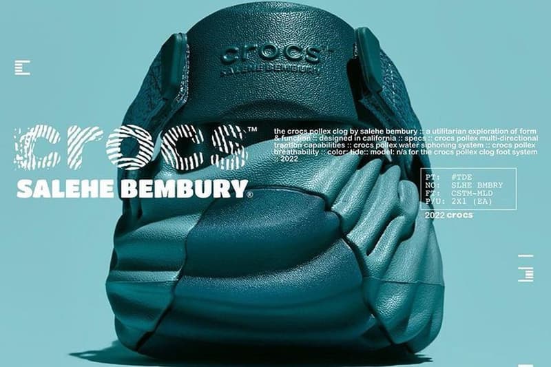 Salehe Bembury x Crocs Pollex Clog 最新配色「Tide」發售情報公開