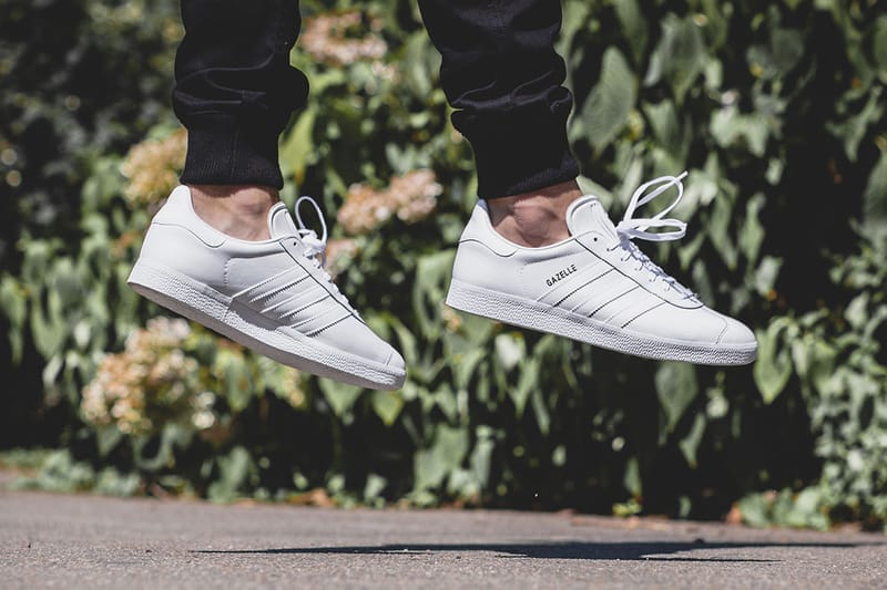 adidas gazelle white on feet