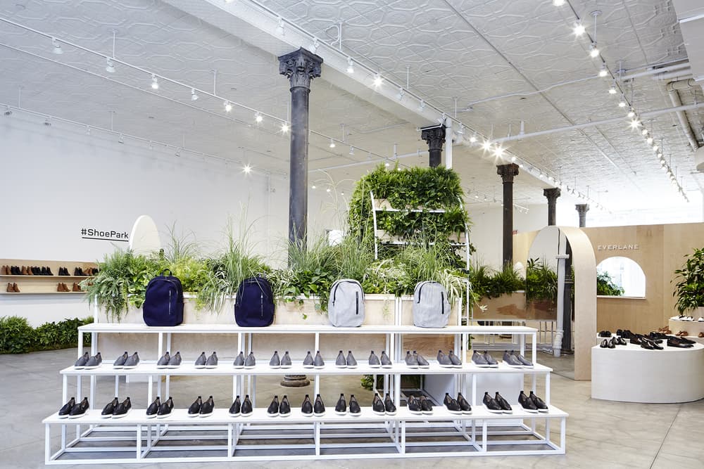 everlane shoe park nyc new york city urban oasis pop up glossier balm dotcom blue bottle coffee