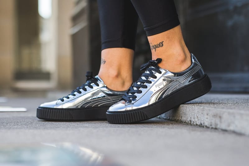 puma platform metallic silver