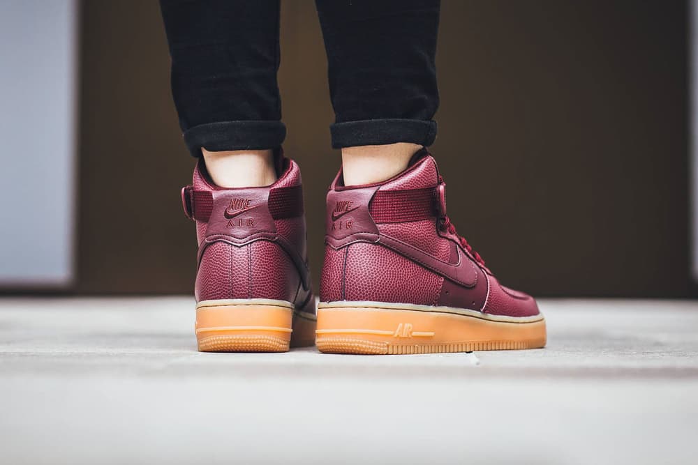 nike air force 1 hi se night maroon pebbled leather ankle strap gum midsole