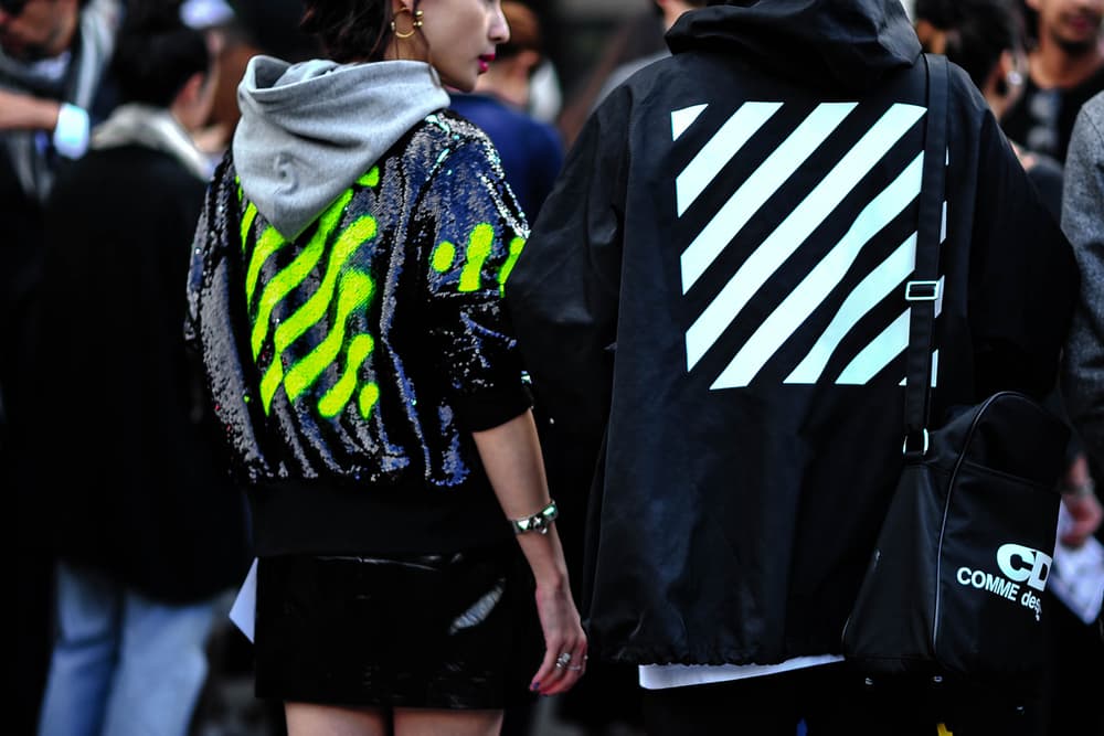 streetsnaps paris fashion week off white adidas yeezy boost 350 v2 comme des garcons