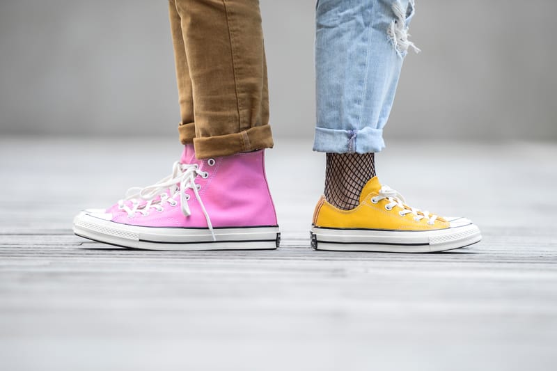 pink yellow converse