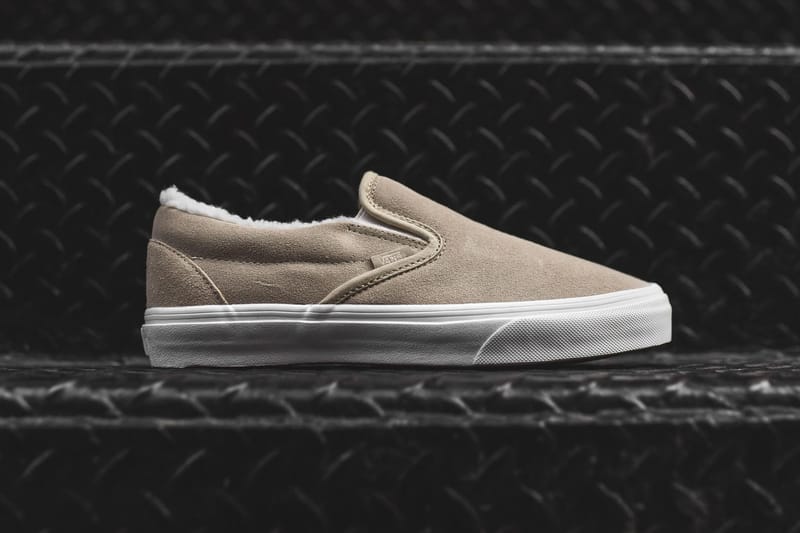 vans suede fleece slip on