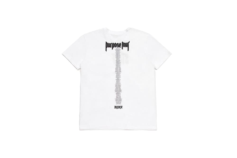 Justin Bieber Purpose Tour 2017 Spring/Summer Merch