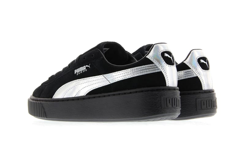 puma suede platform black iridescent