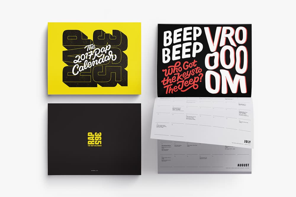 2017 Rap Calendar Rap365 Music Design