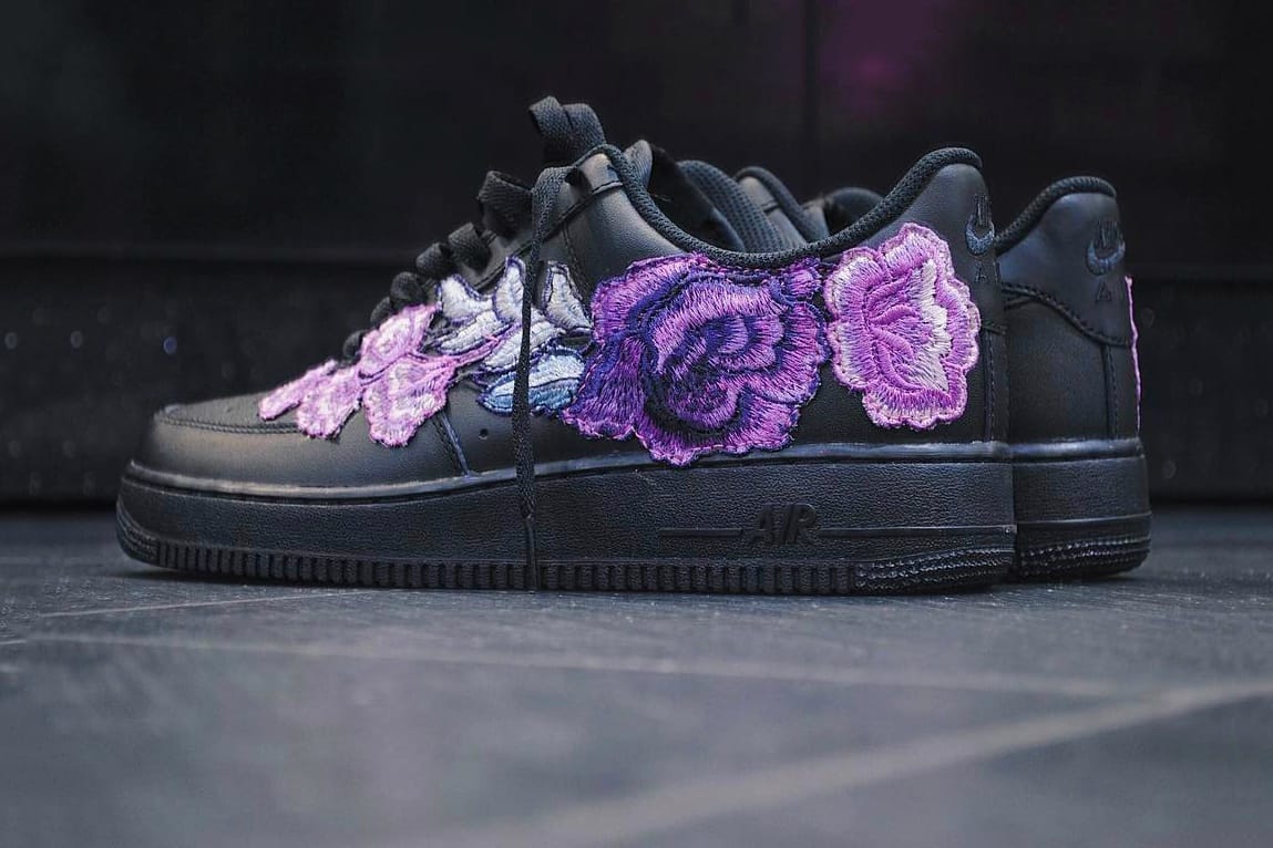 black pink and purple air force ones