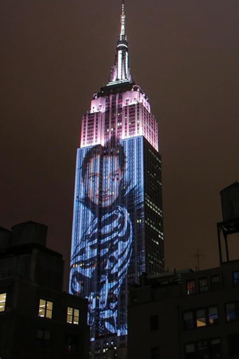 nyc fashion show projection empire state building harpers bazaar tiffany and co