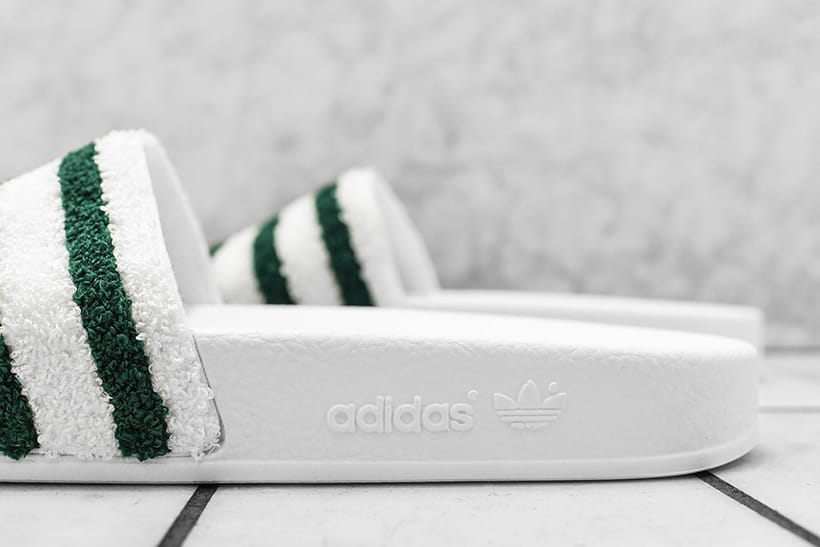 adidas slides green and white