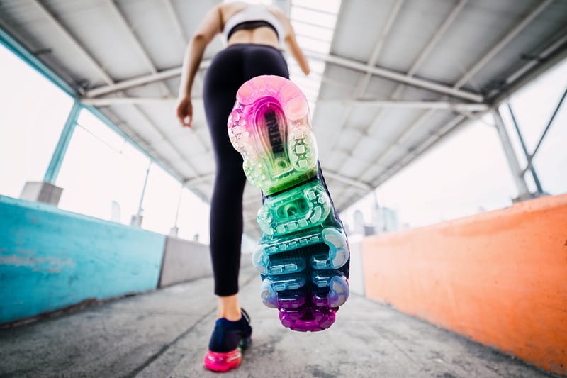 vapormax plus rainbow on feet