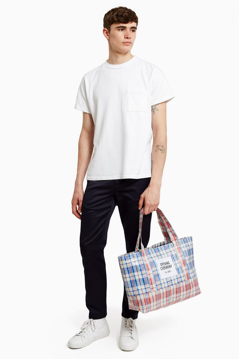 Opening Ceremony Laundry Bag Tote Chinatown Plaid Red White Blue Restock