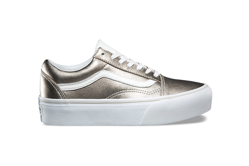 Vans Old Skool Platform In Metallic Gray Gold Hypebae
