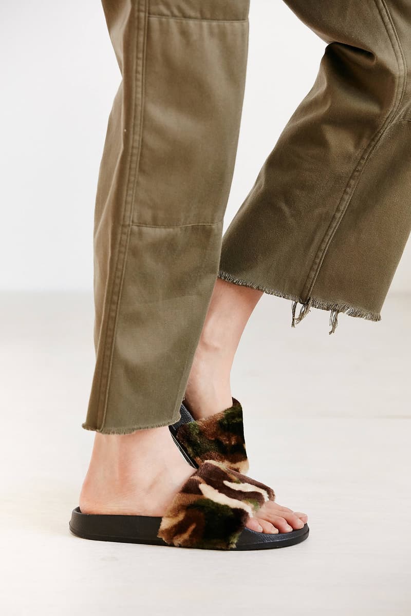 Urban Outfitters Faux Fur Camo Cheetah Slides