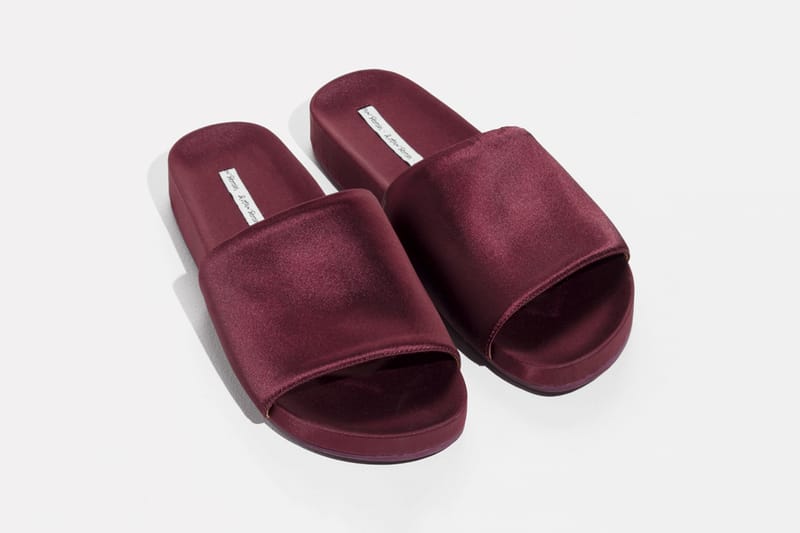 burgundy velvet slides