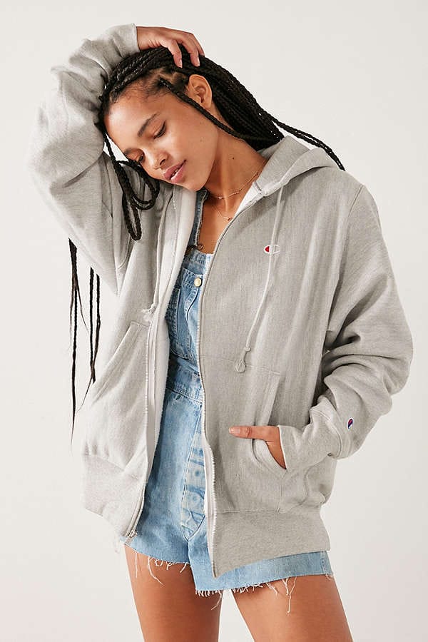 grey oversized zip up hoodie
