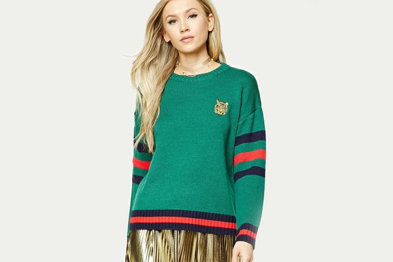 Forever 21 Tiger Embroidery Stripe Sweater Gucci