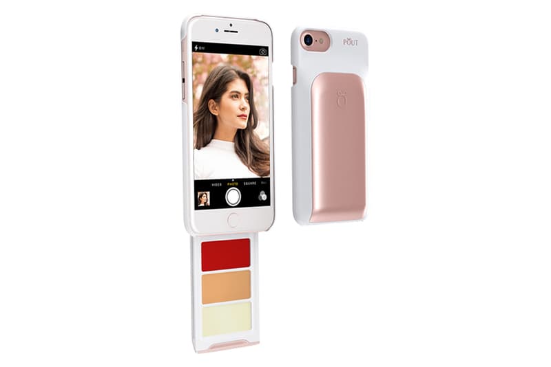 POUT Makeup iPhone Case Pink Gold Lipstick Foundation Lip Balm