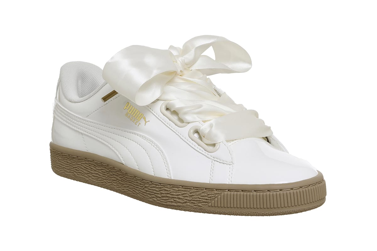 puma basket heart trainers in patent marshmallow