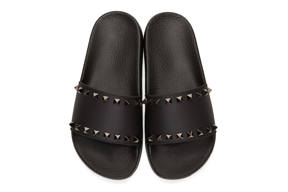 Valentino Rockstud Pool Slides Pink Black