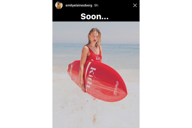 Emily Oberg Coca Cola KITH Collaboration Beach Surfing Surfboard Bathing Suit Swimsuit