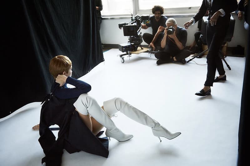 Gigi Hadid brown caramel hair pixie cut cropped stuart weitzman campaign fall winter 2017