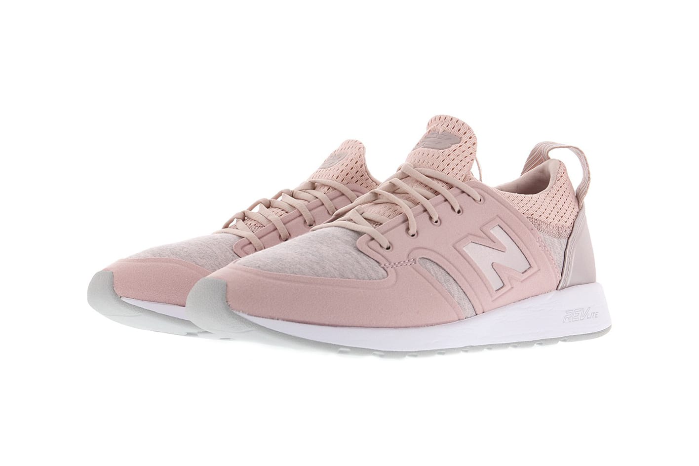 new balance 420 trainers with rose gold trim in pink