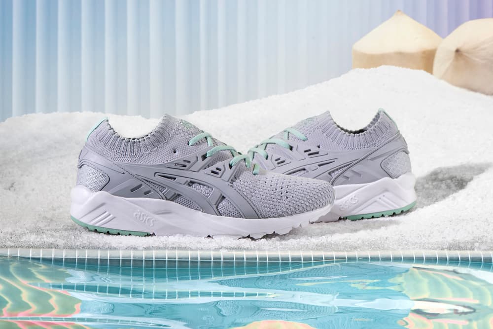 ASICS GEL-Kayano knit dusty blue vanilla pink mint sneaker
