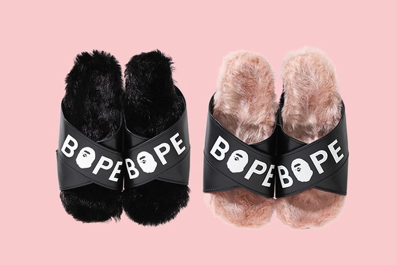 bape fur slides