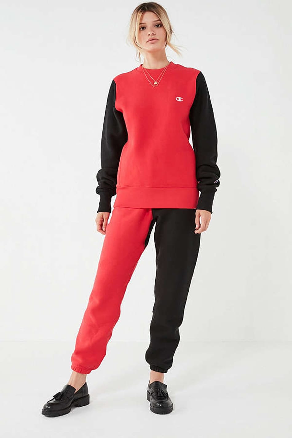 champion red and black sweatpants