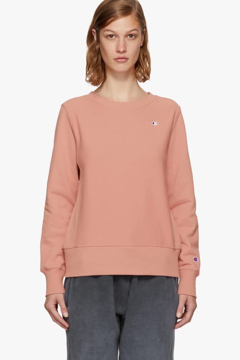 peach color champion hoodie