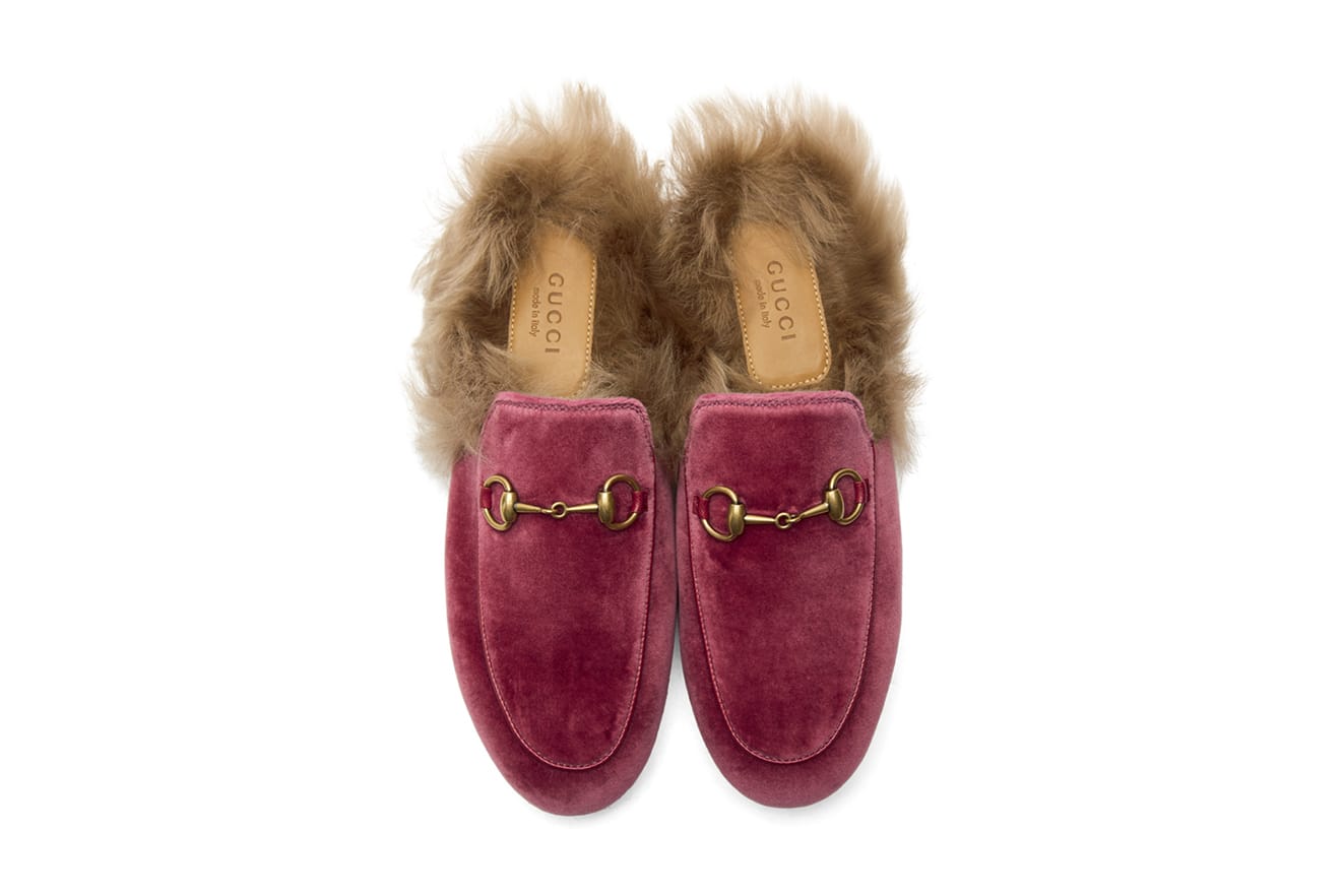 gucci princetown velvet slipper