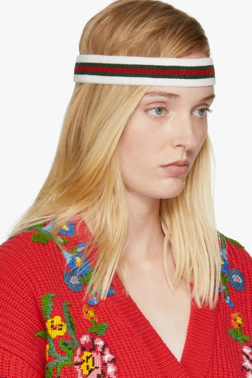 Shop Gucci's Tricolor Web Headband at 