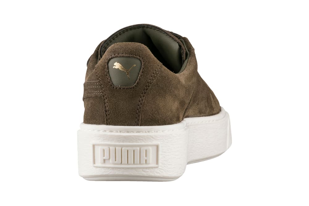 puma suede platform big strap pastel pink olive purple