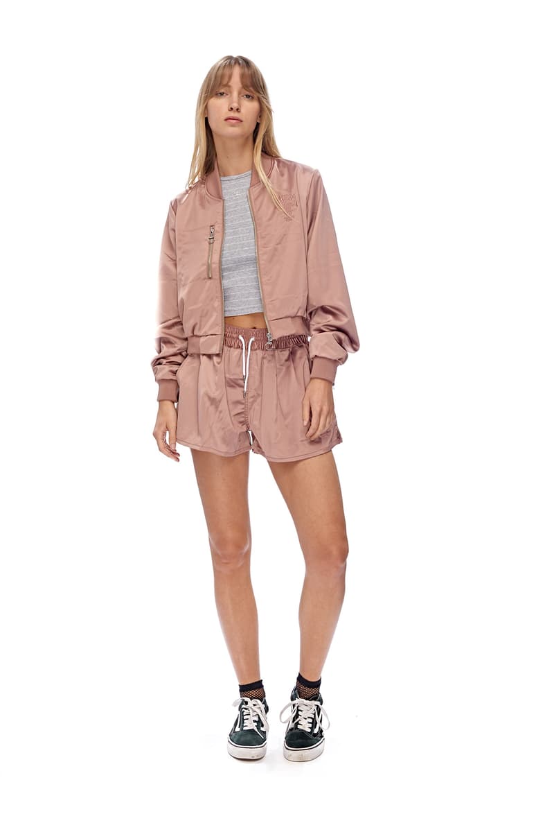 stussy women millennial pink puffer jacket 90s tracksuit