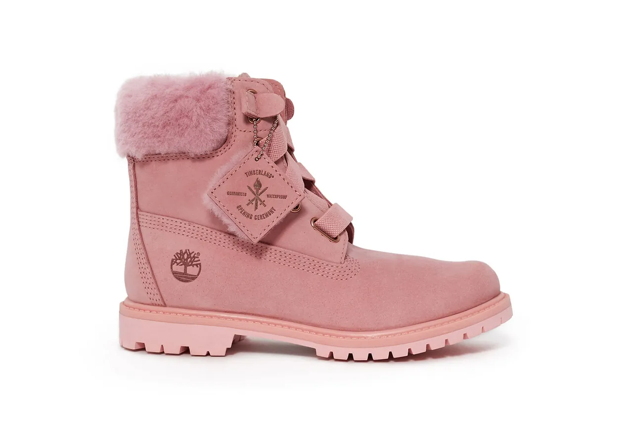 pink timberlands with fur