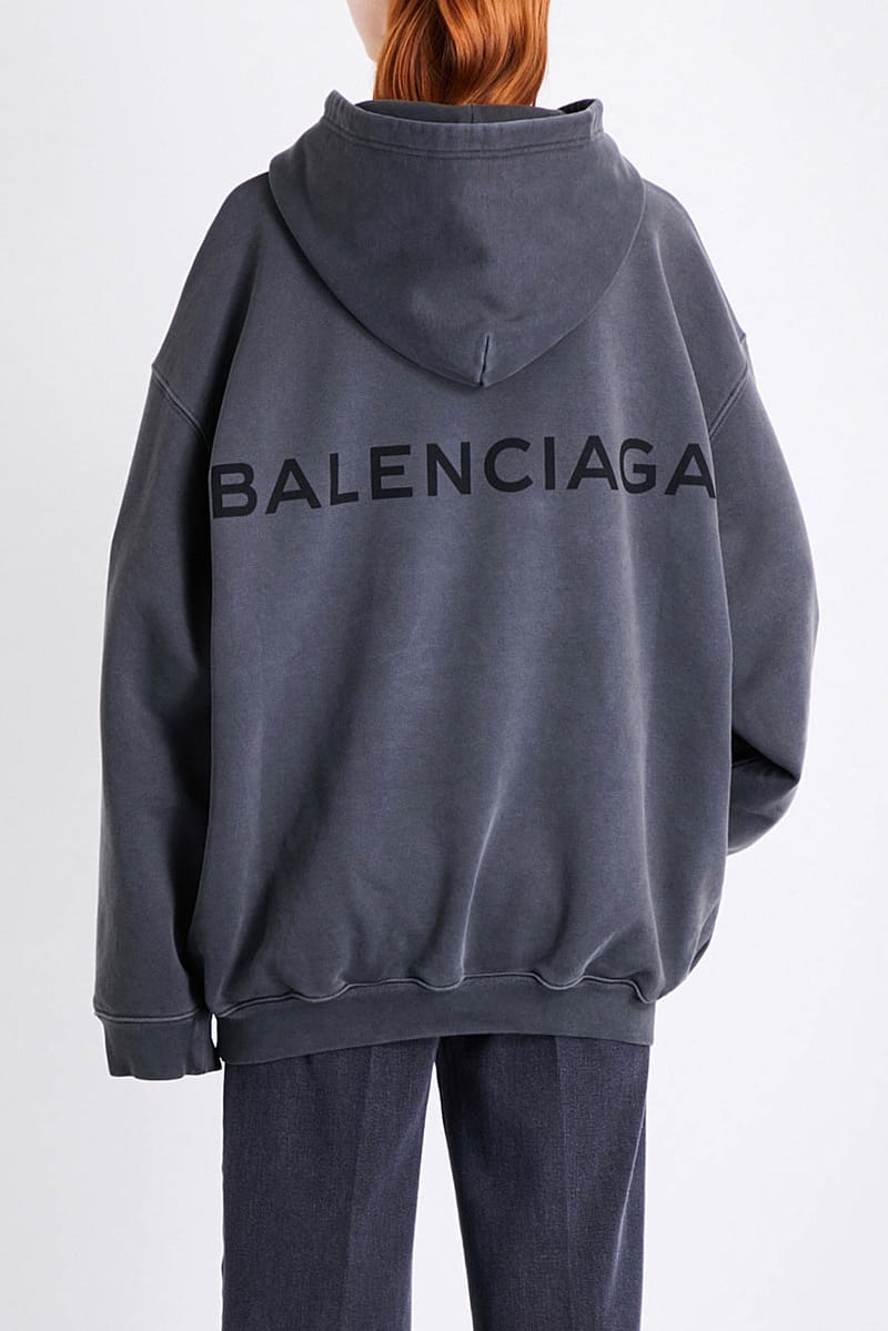 balenciaga grey logo hoodie