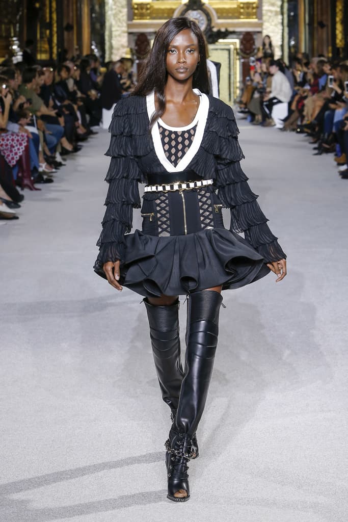Balmain Spring Summer 2018 Runway Show PFW Paris Fashion Week Olivier Rousteing Jourdan Dunn Elsa Hosk Army