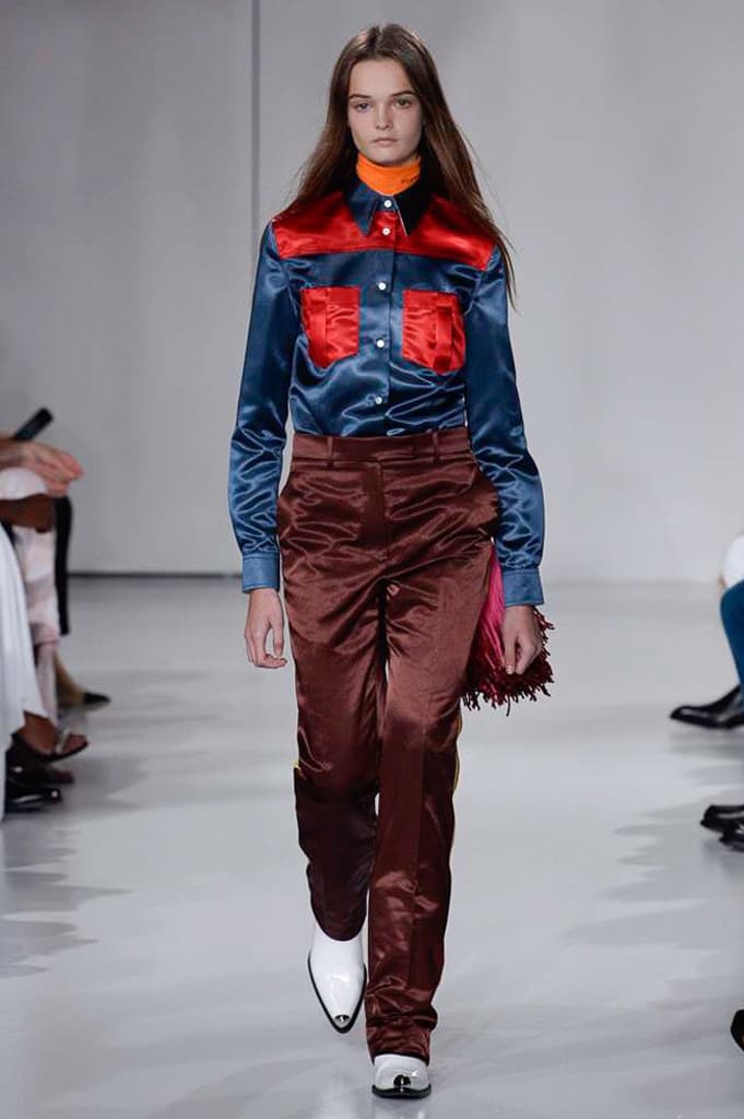 Raf Simons Calvin Klein 2018 Spring Summer Fashion Show NYFW New York Fashion Week Colorblocking Silk Leather