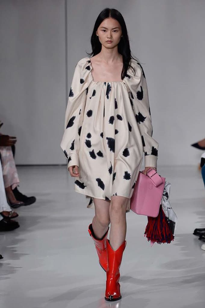 Raf Simons Calvin Klein 2018 Spring Summer Fashion Show NYFW New York Fashion Week Colorblocking Silk Leather