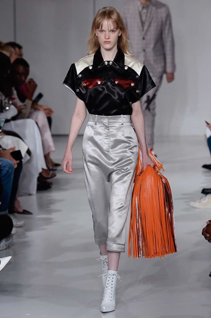Raf Simons Calvin Klein 2018 Spring Summer Fashion Show NYFW New York Fashion Week Colorblocking Silk Leather