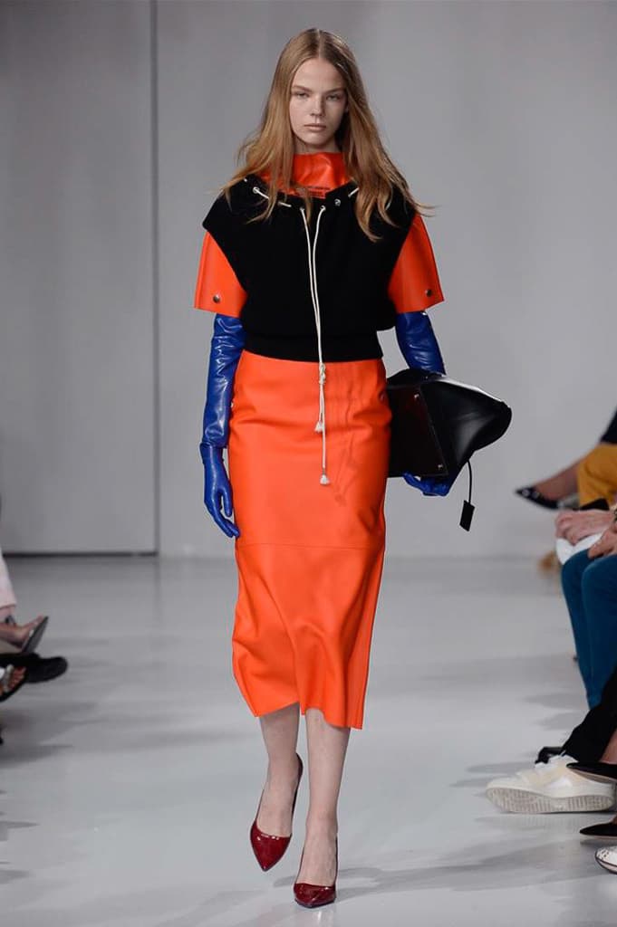 Raf Simons Calvin Klein 2018 Spring Summer Fashion Show NYFW New York Fashion Week Colorblocking Silk Leather