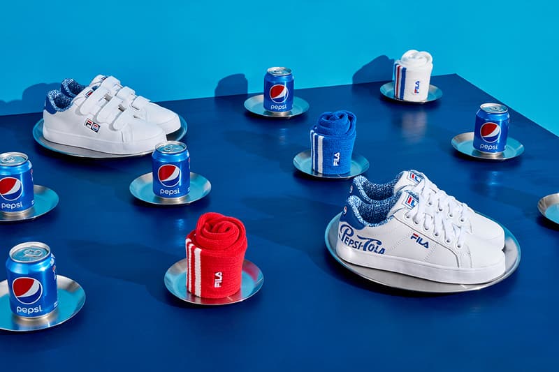 Pepsi FILA Korea Heritage Collaboration Season Two Cap Bucket Hat Sweatshirt Hoodie Sweatpants Socks Phone Cases Red White Blue Court Deluxe Sneakers
