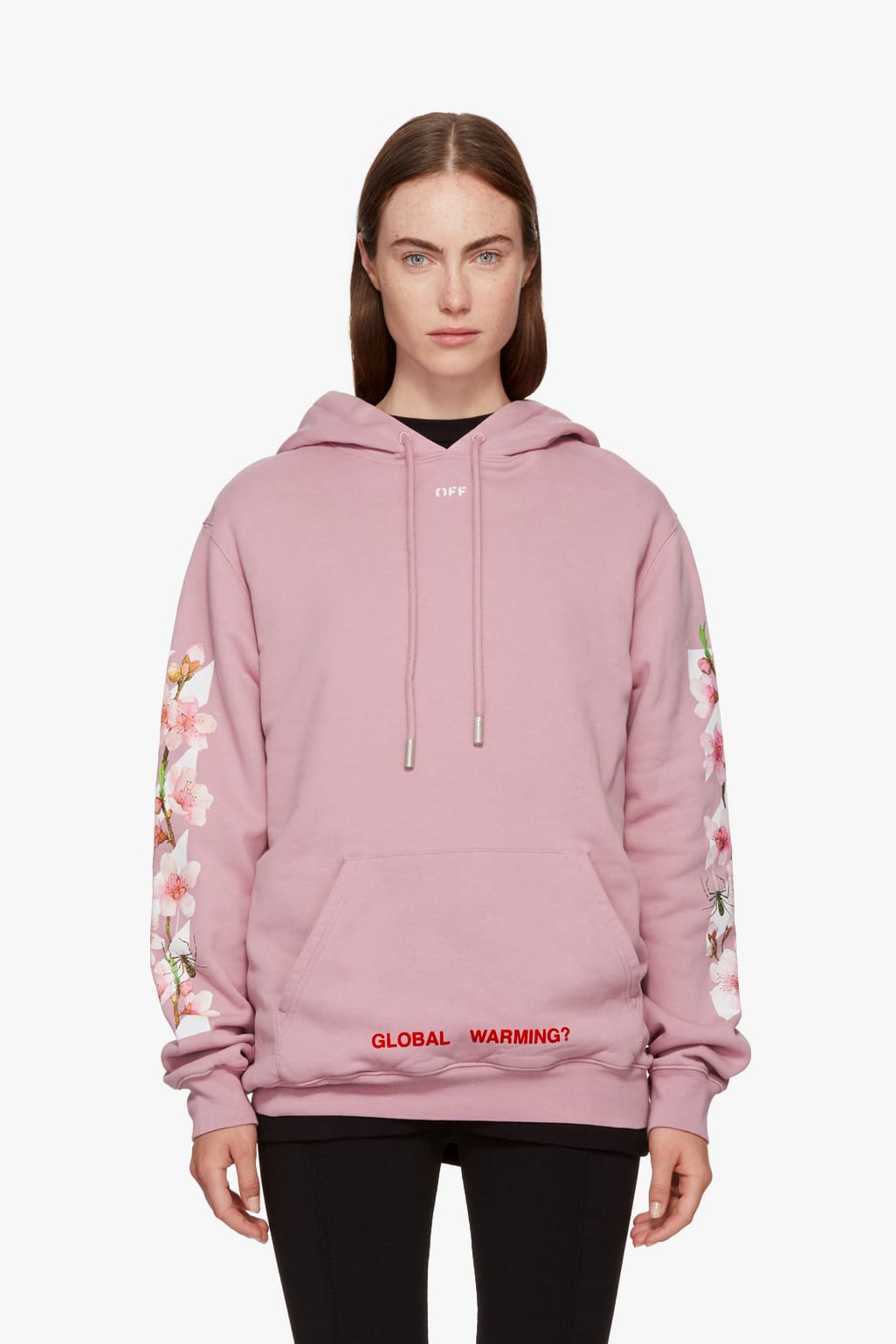 off white cherry blossom hoodie pink