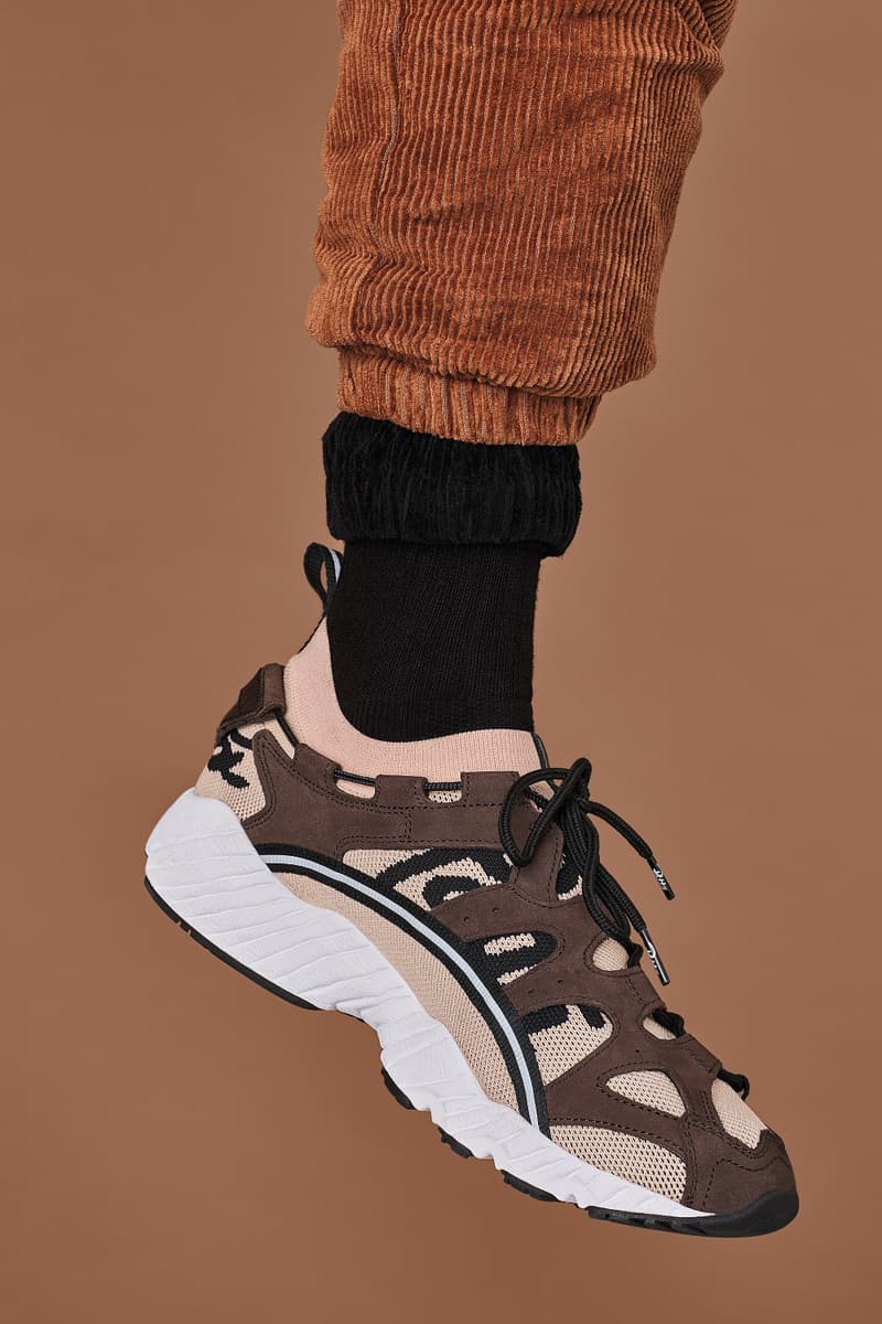 ASICSTIGER x Patta GEL-MAI Knit Shoe Sneaker Silhouette Collaboration Nubuck Tonal Laces Soles Technology Rose Cloud Brown